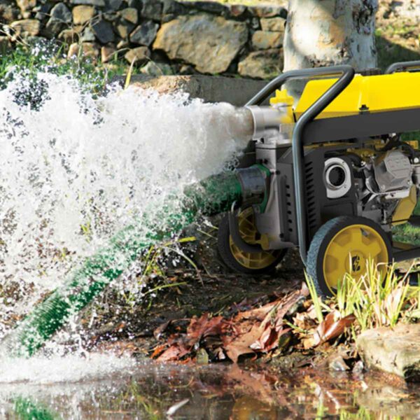 Champion-Petrol-Clean-Dirty-Water-Pump-3-Inch-Outlet-lifestyle-image-water-into-pond